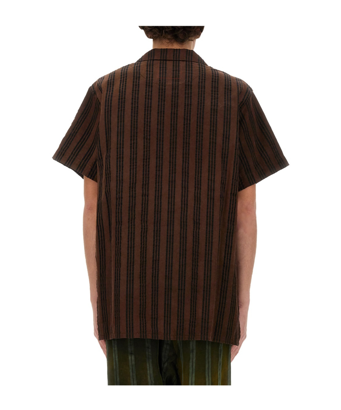 Uma Wang Men's Striped Shirt | Size Large | Um1507 In Black