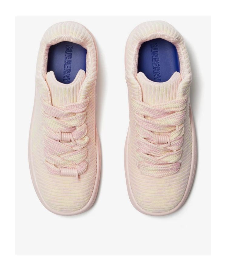 Burberry Embroidered Fabric Box Sneakers For Women In Nude