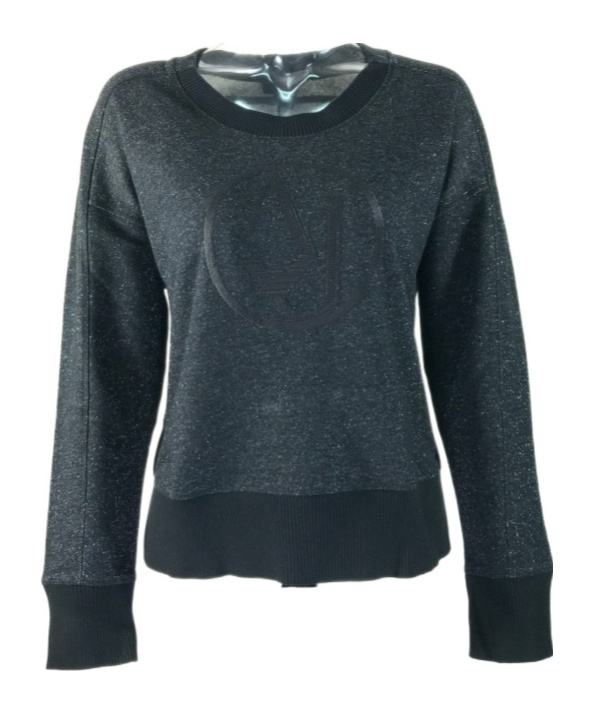 Armani Jeans Round-neck Long-sleeved Sweater In Black