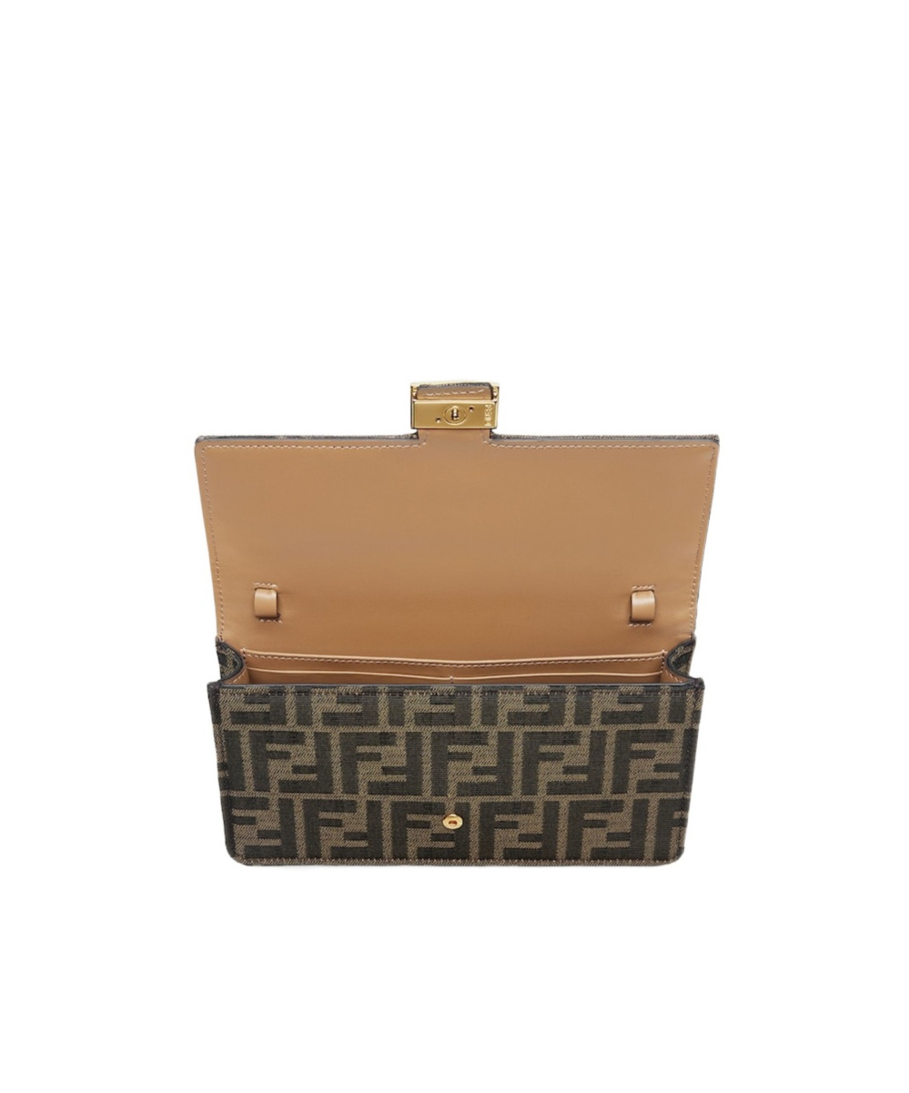 Fendi Baguette Ff Jacquard Chain-linked Wallet In Black