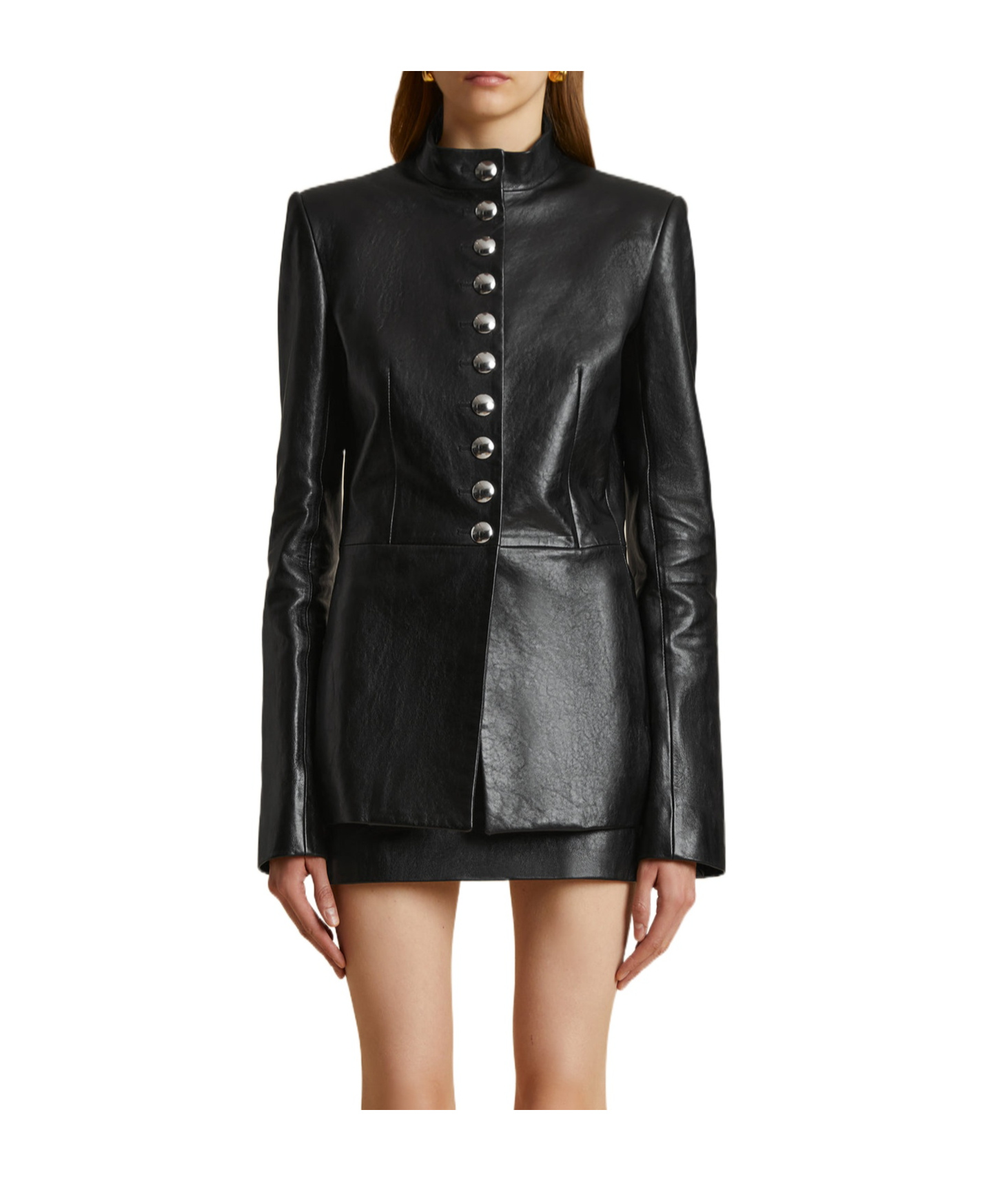 Khaite Standing Collar Leather Jacket In Black