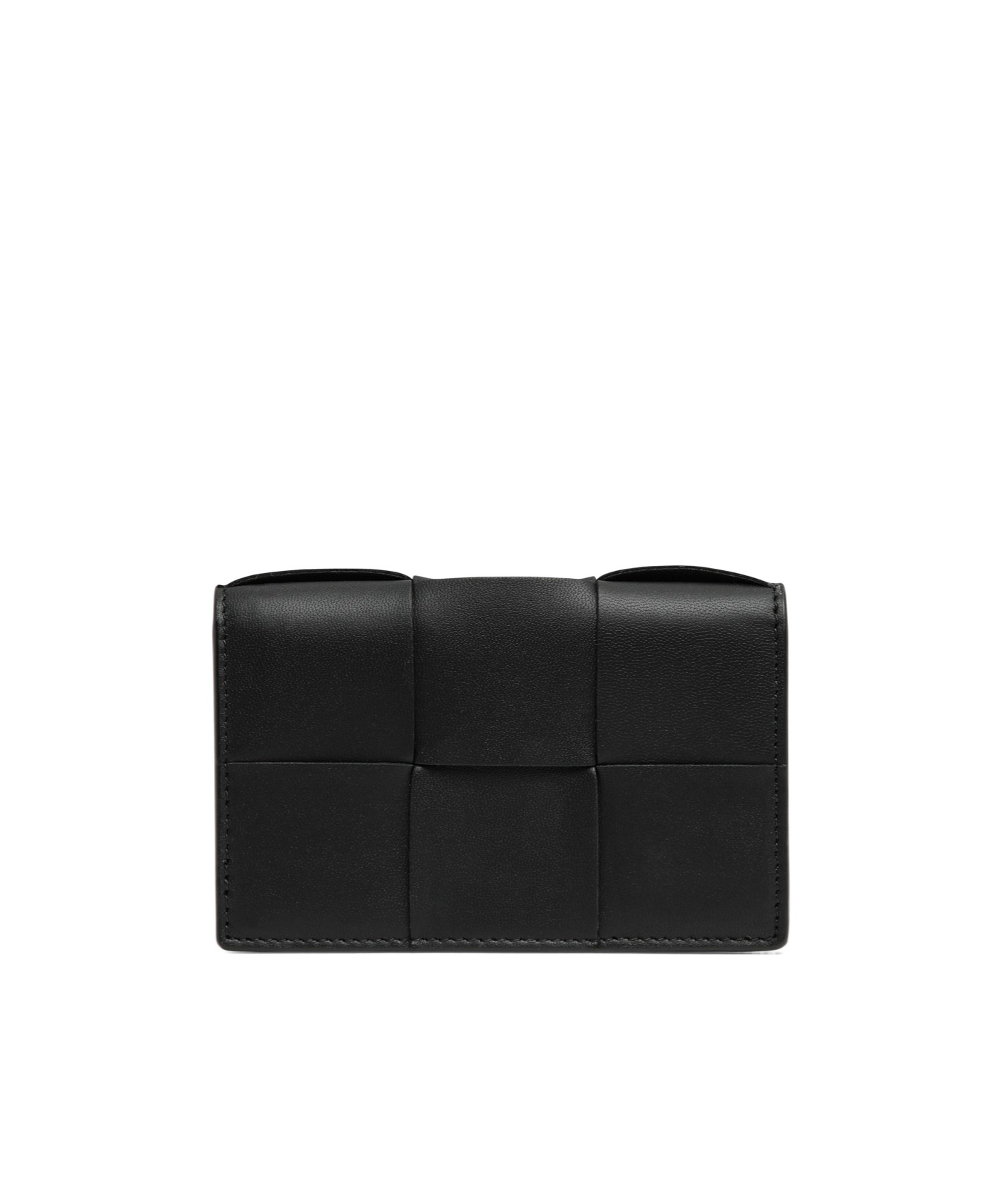 Bottega Veneta Maxi Intrecciato Card Case In Black
