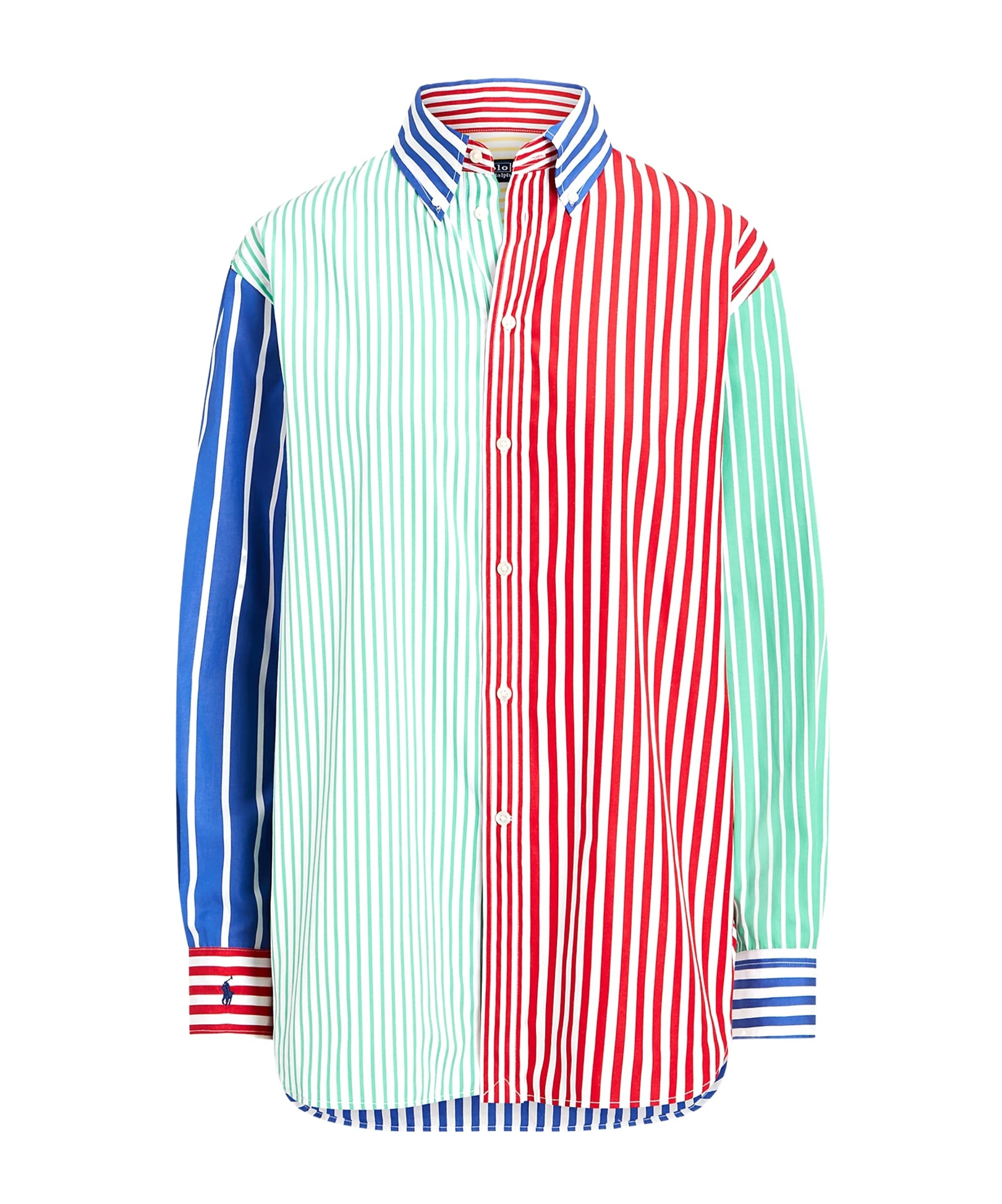 Polo Ralph Lauren Oversize Striped Cotton Fun Shirt Woman Shirt Red Size 8 Cotton In Green
