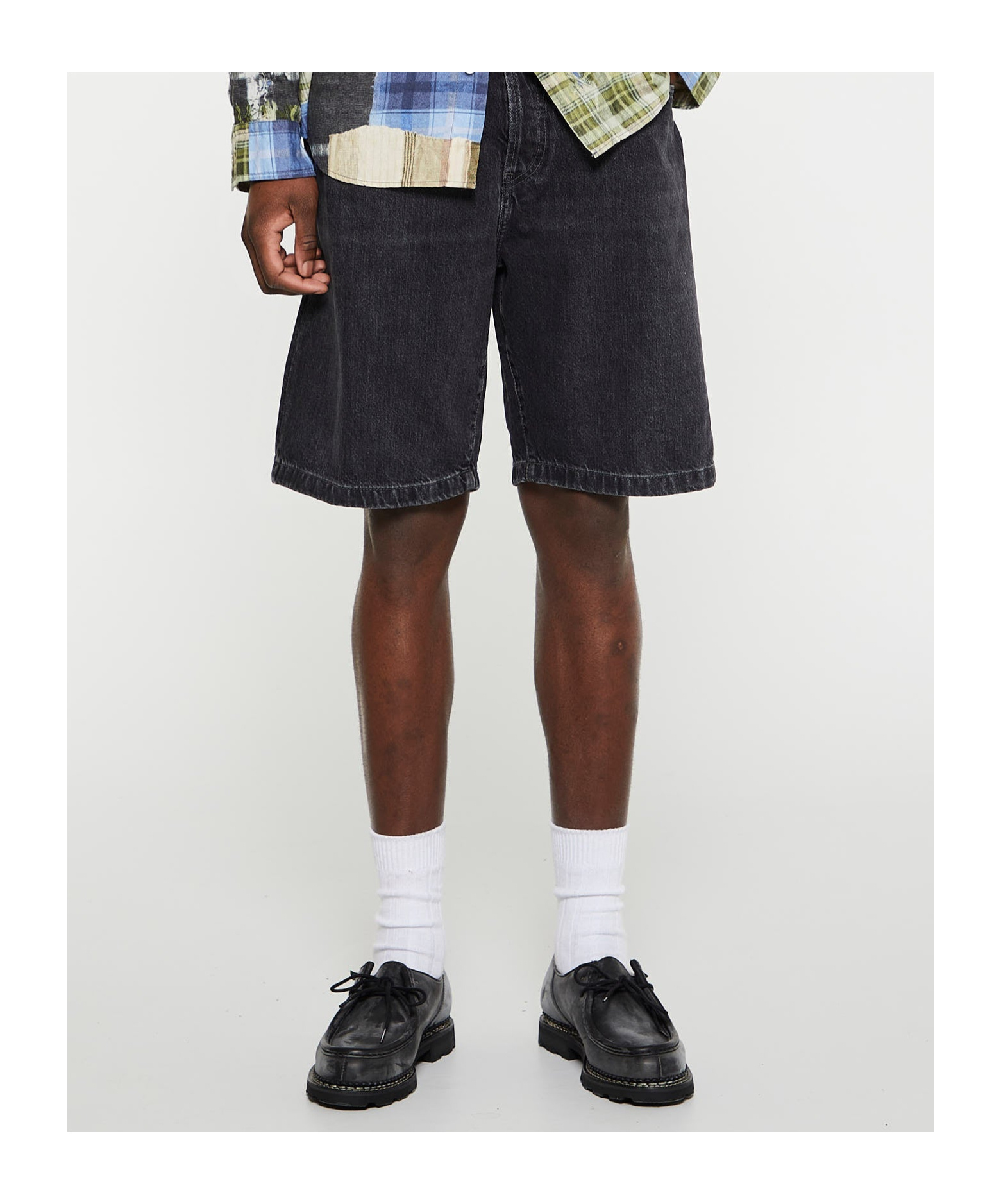 Acne Studios Wide-leg Denim Shorts In Black