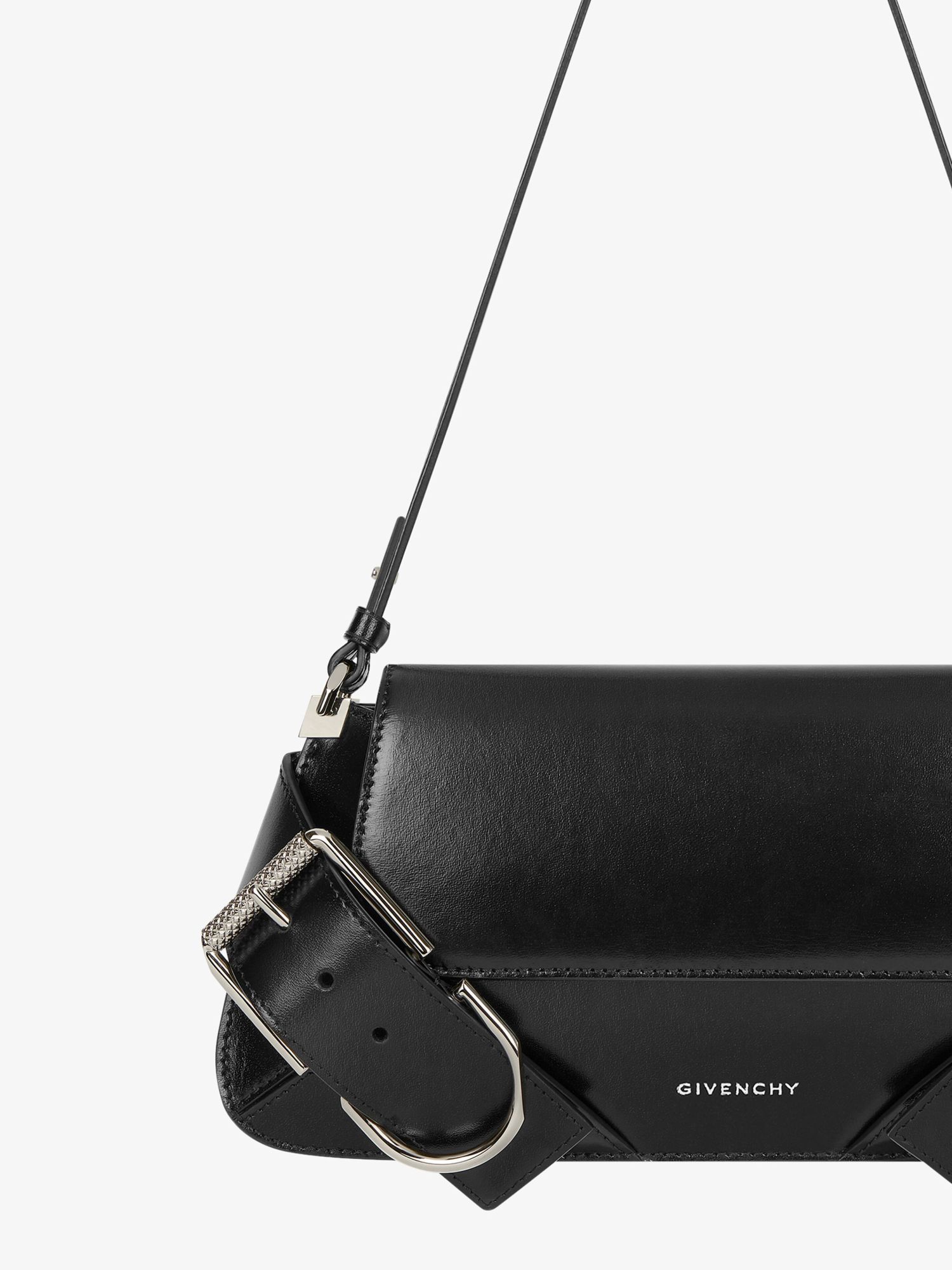 Givenchy Calf Leather Shoulder Bag With Detachable Strap In Black