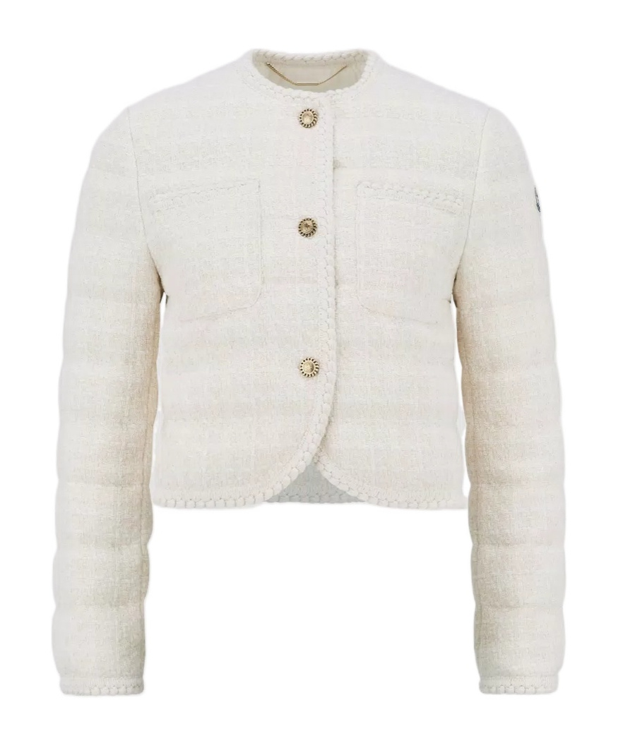 Moncler Eliadi Tweed Padded Jacket In White