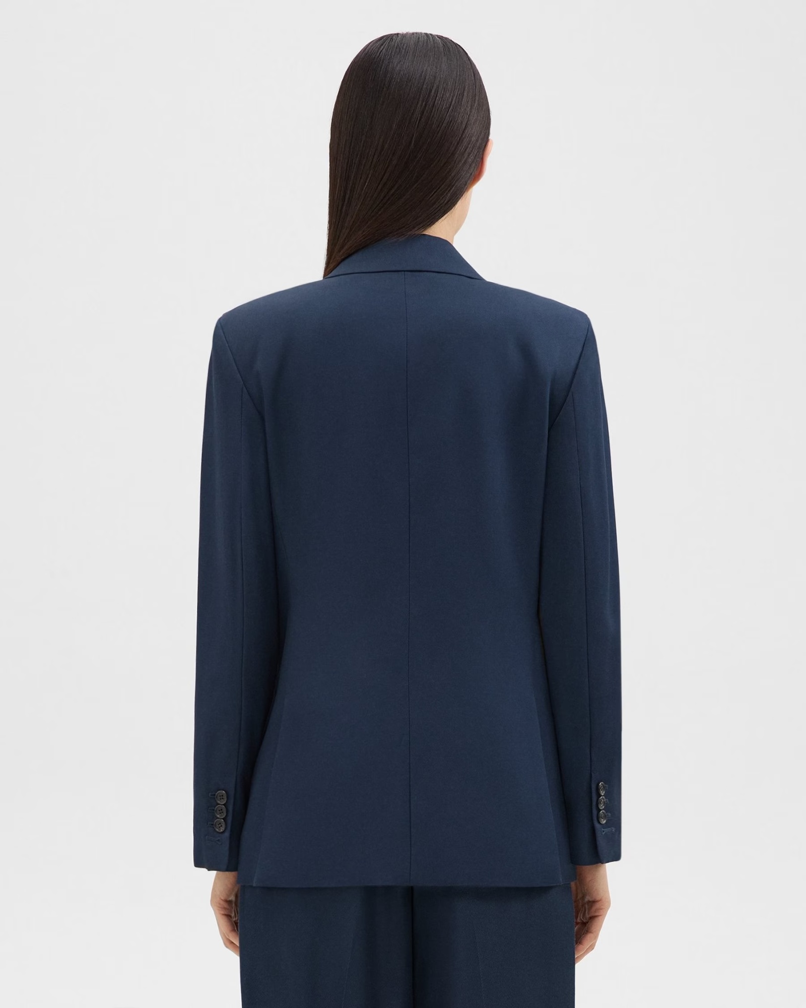 Theory Double-breasted Blazer In Viscose Twill In Nocturne Navy