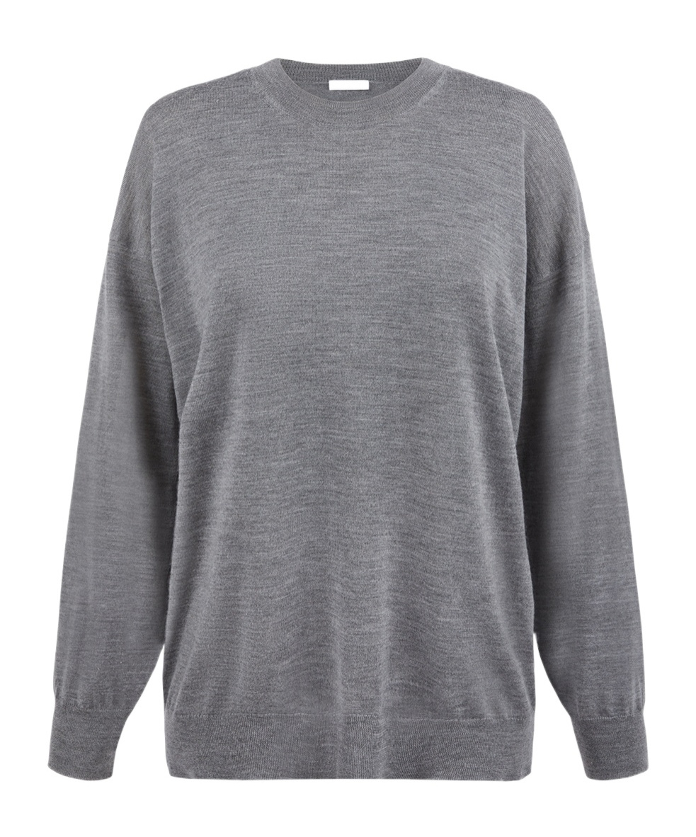 Shop P.a.r.o.s.h Round-necked Wool Sweater In Gray