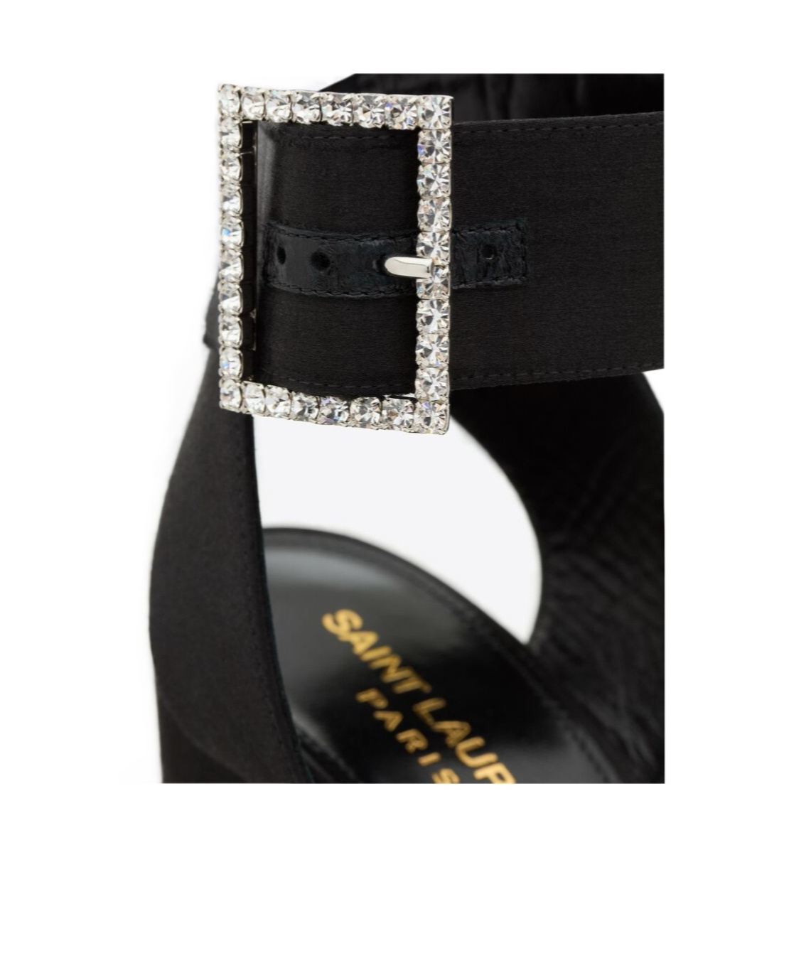 Saint Laurent Elegant Mini Satin Bianca Sandals With 12.5 Cm Heel Height In Black