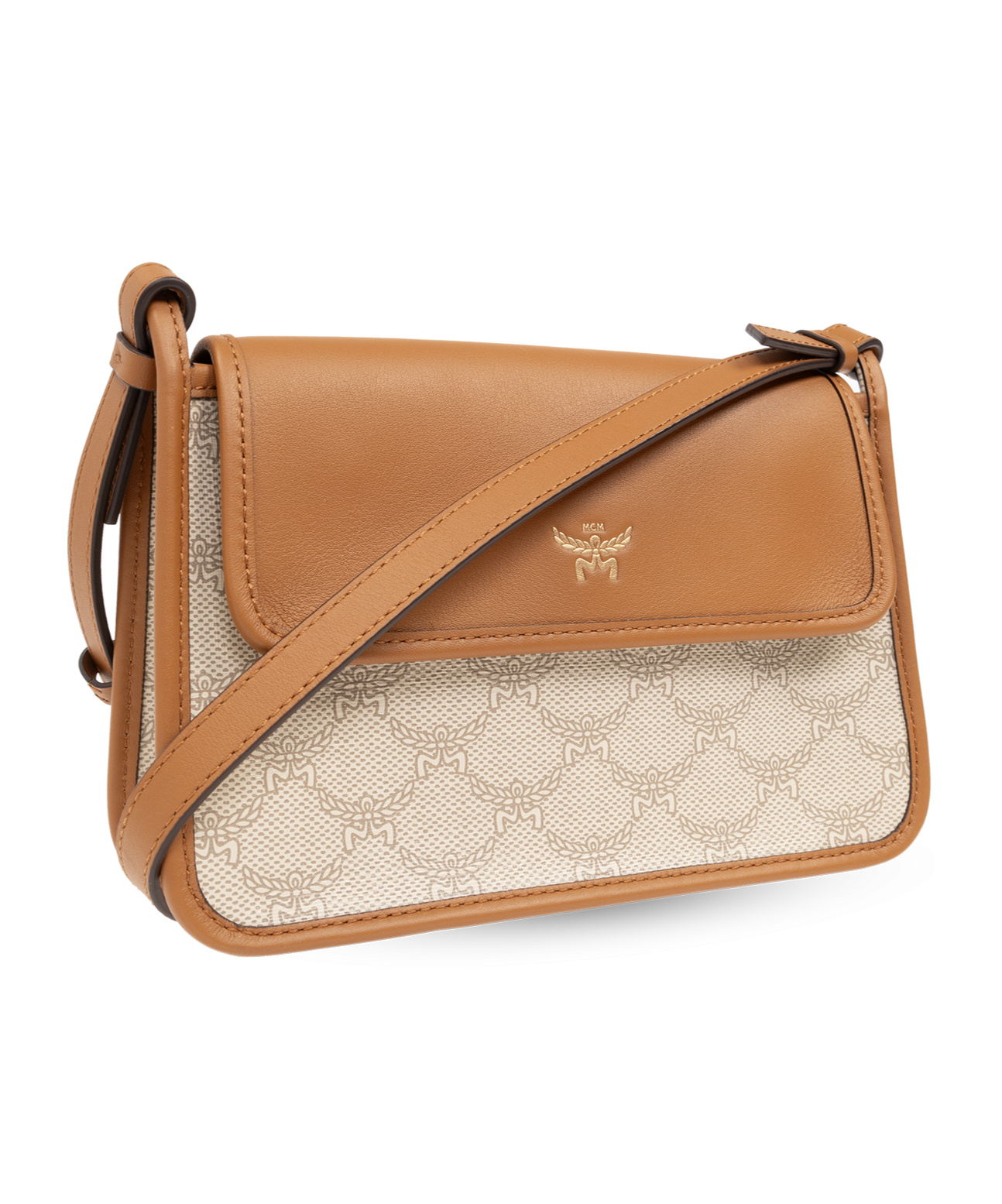 Shop Mcm Lauretos Mini Crossbody Bag In Nude