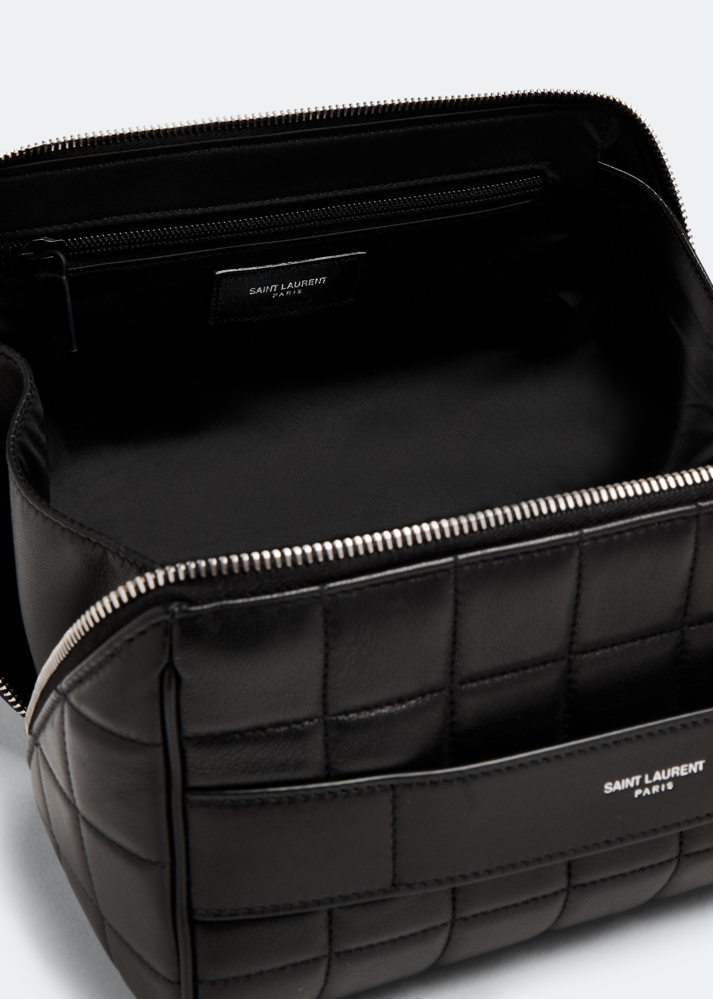 Saint Laurent Cube Trousse Quilted Leather Wash Bag In Black