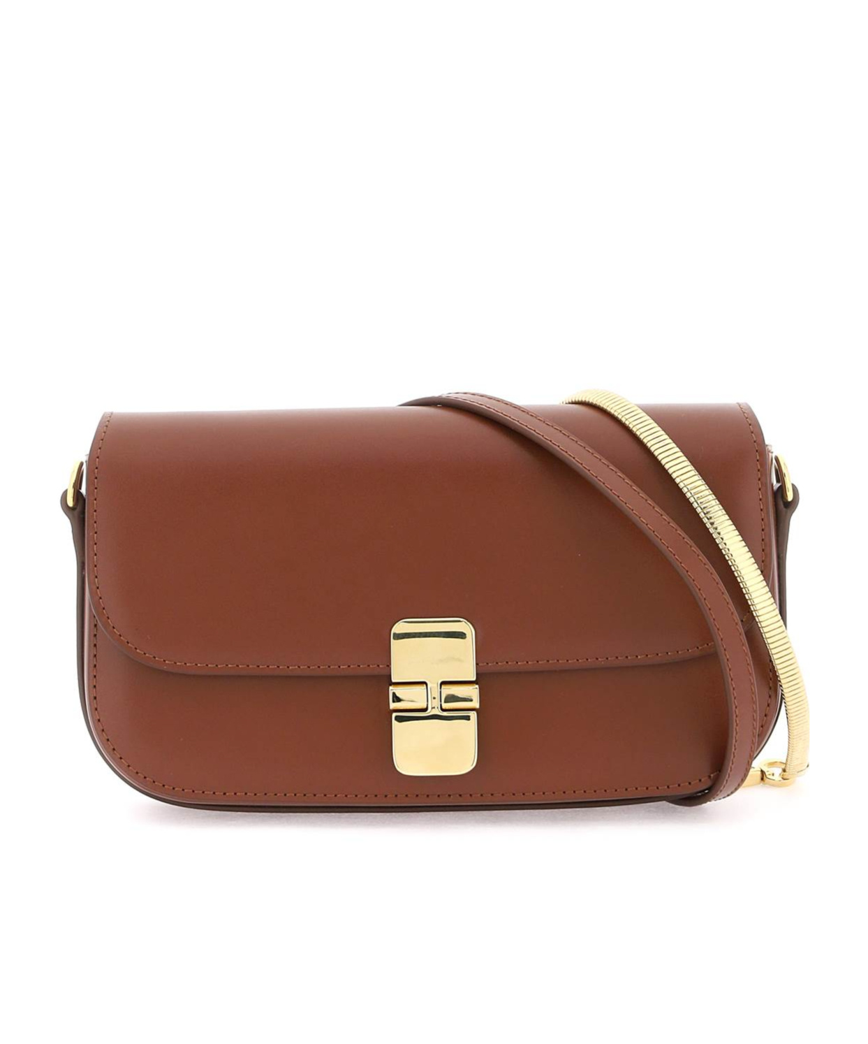 Shop Apc Grace Chaine Leather Clutch Bag In Brown