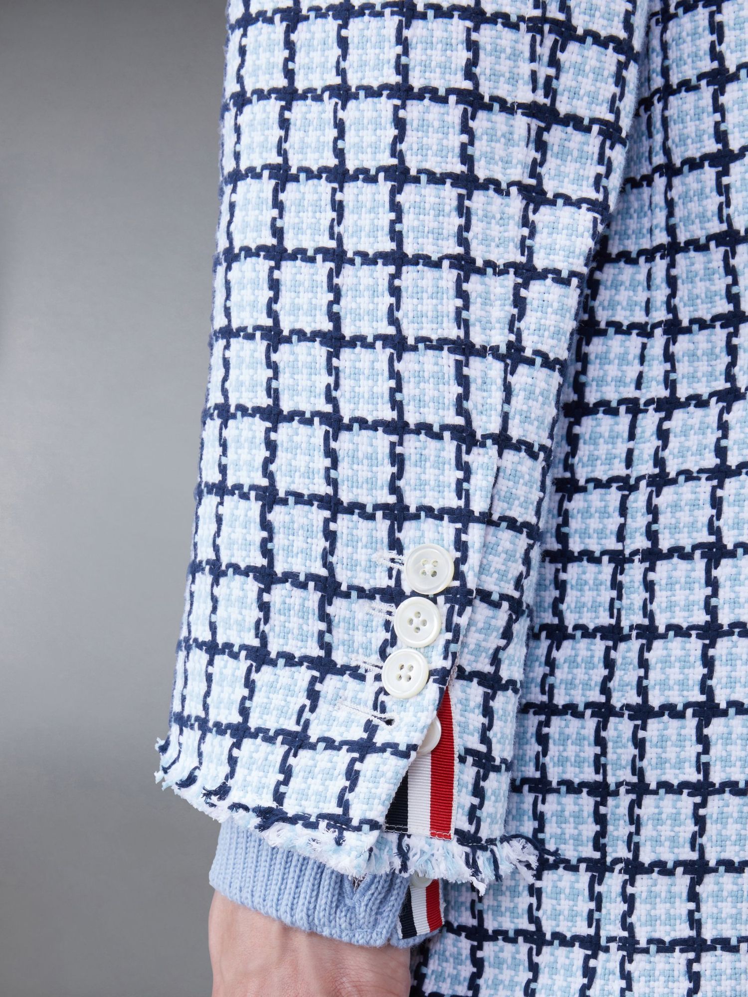 Thom Browne Checked Cotton Single-breasted Coat In Blue