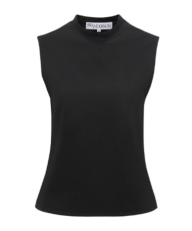 Jw Anderson Stretch Crew Neck Sleeveless Top In Black