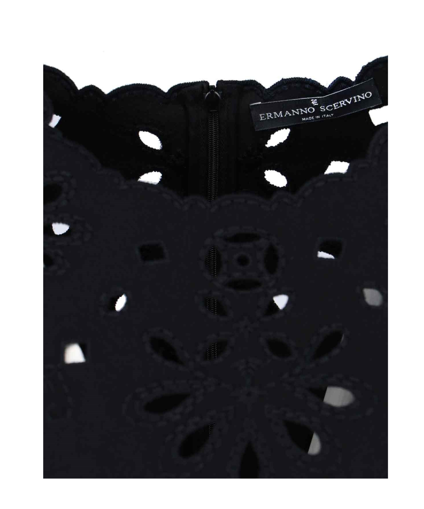 Ermanno Scervino Embroidered Shift Minidress In Black