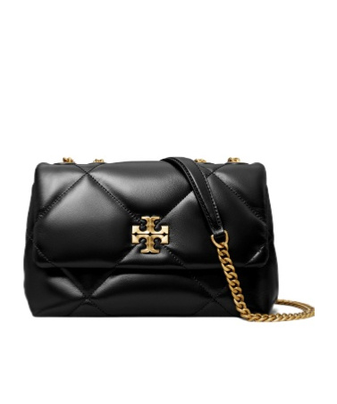 Tory Burch Small Kira Diamond Quilted Convertible Leather Shoulder Bag In Black