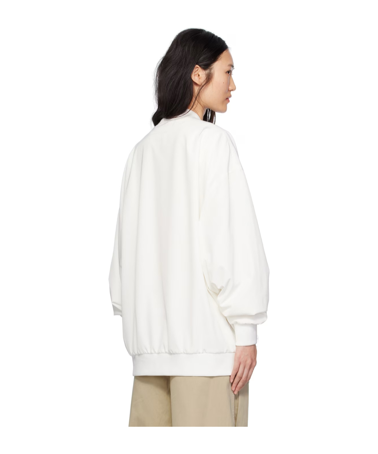 Mm6 Maison Margiela Off-white Zip Bomber In White