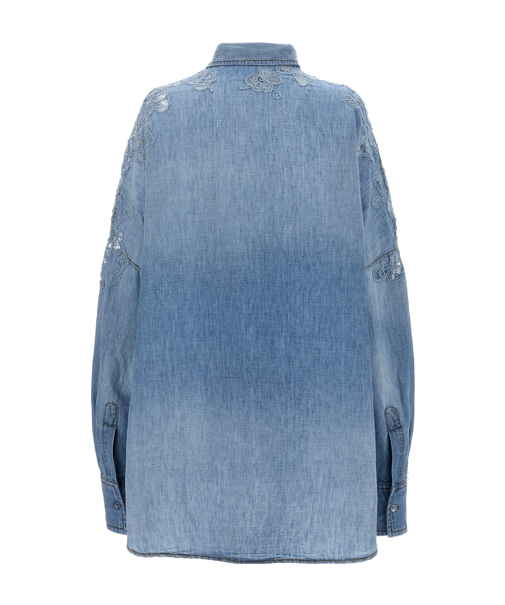 Ermanno Scervino Long-sleeved Denim Shirt In Blue