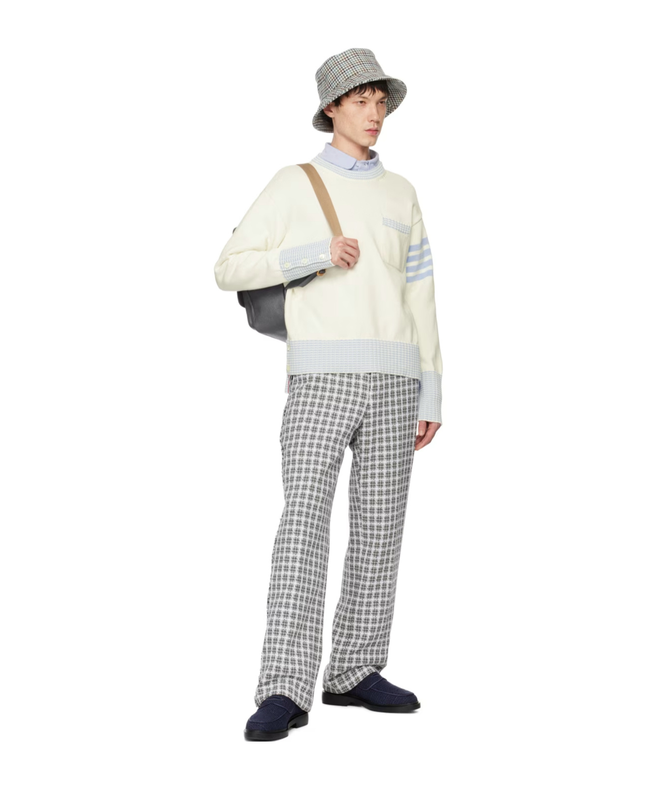 Thom Browne Hector Round Neck Sweater In White