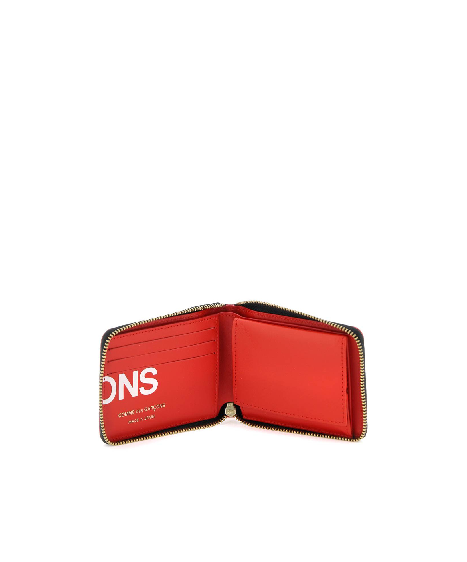 Comme Des Garçons Wallet Logo Printed Zip-around Bi-fold Wallet In Red