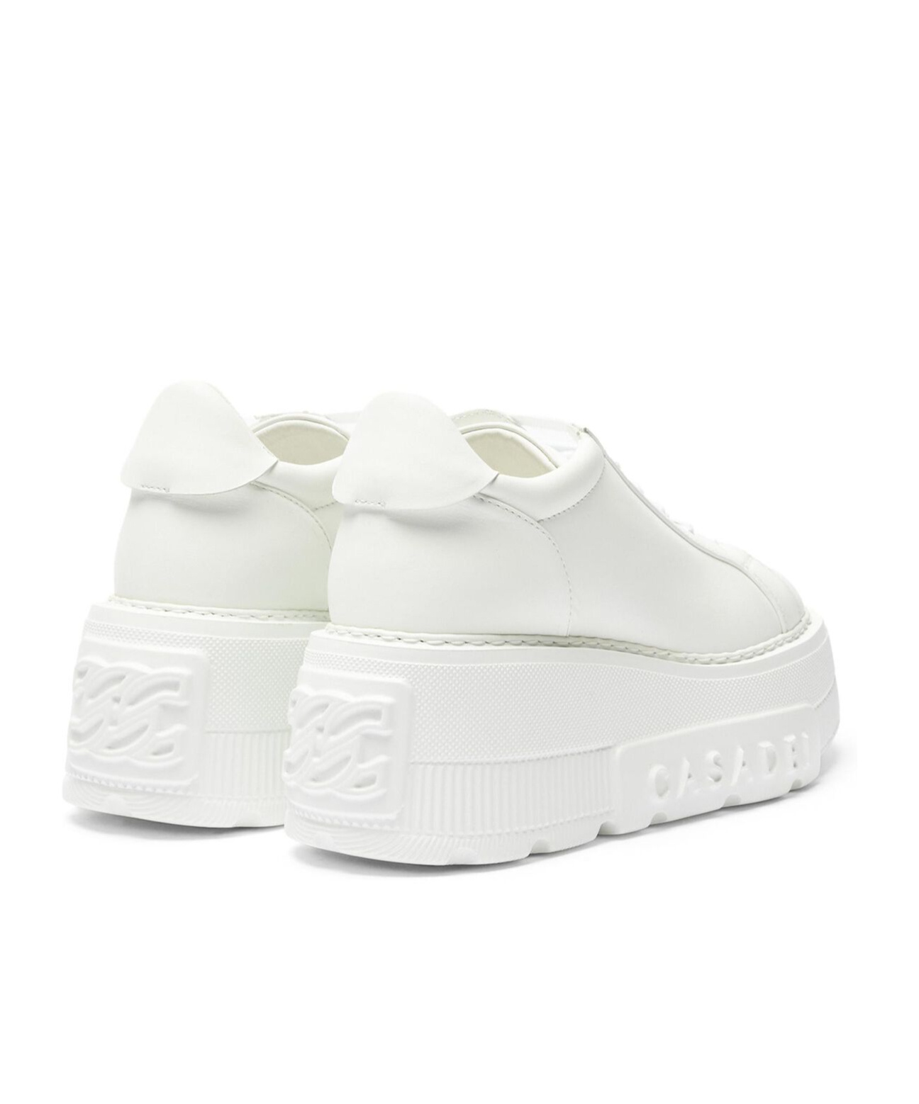 Casadei Chunky Sole Leather Sneakers In White