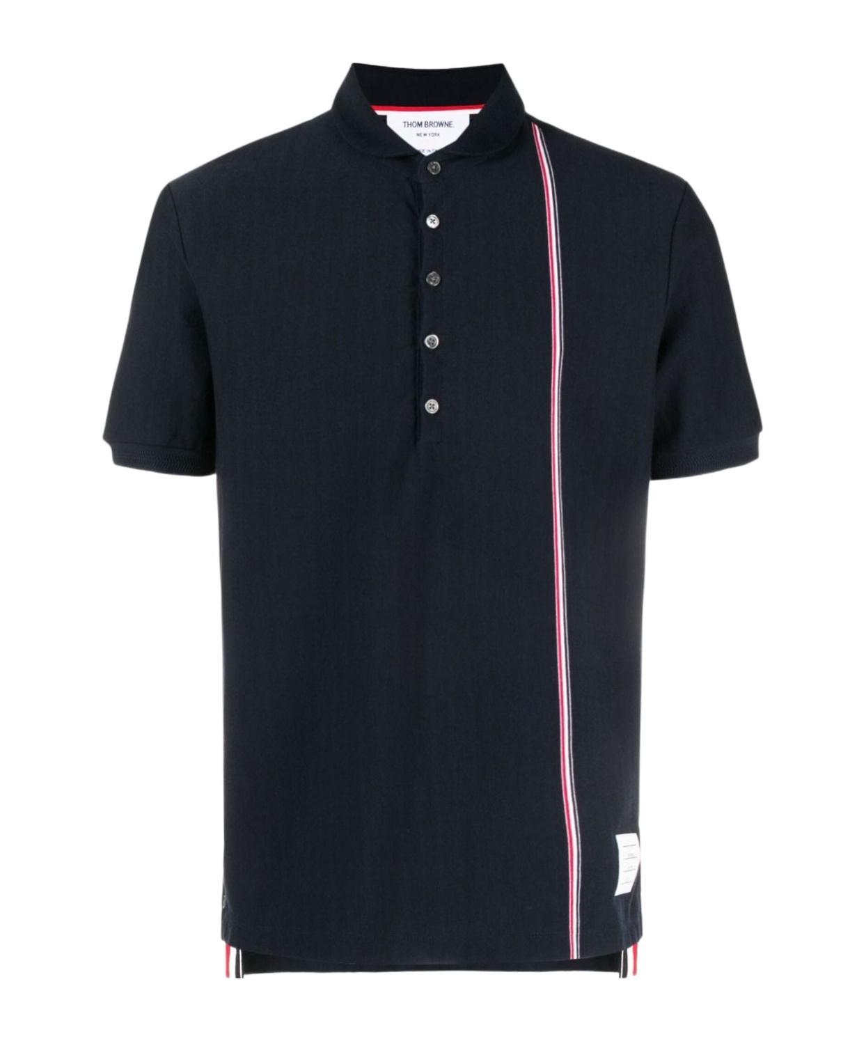 Thom Browne Rwb Stripe Polo Shirt In Black