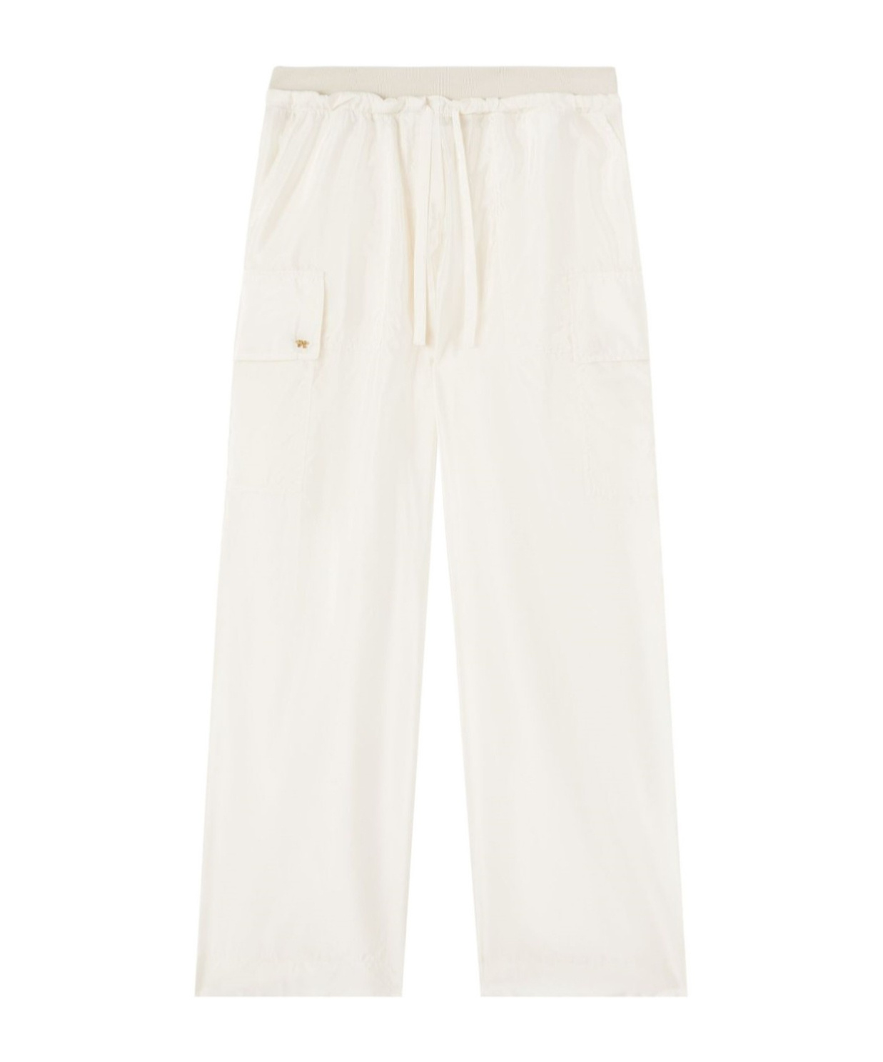 Palm Angels High-shine Satin Parachute Trousers In White