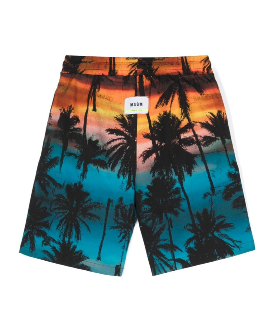 MSGM PALM TREE-PRINT SWIM SHORTS