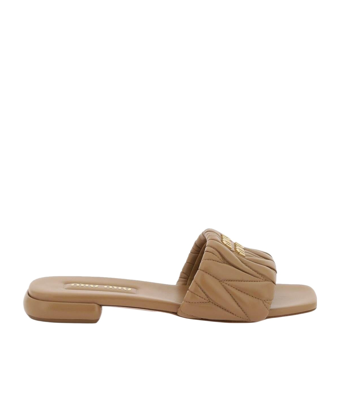 MIU MIU MATELASSÉ NAPPA LEATHER SLIDES
