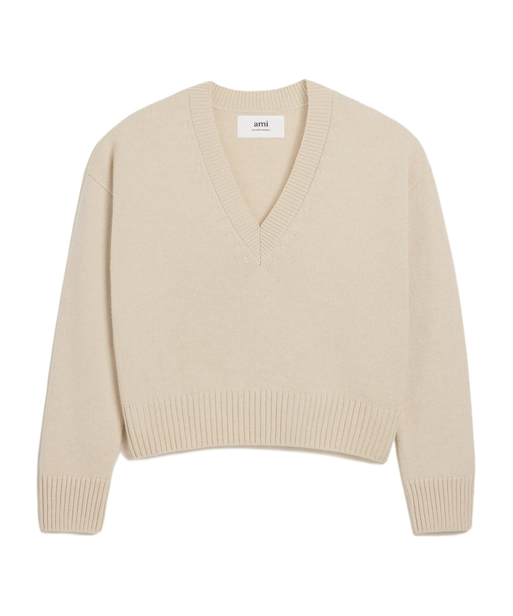Ami Alexandre Mattiussi Ivory Wool Blend Sweater In Nude