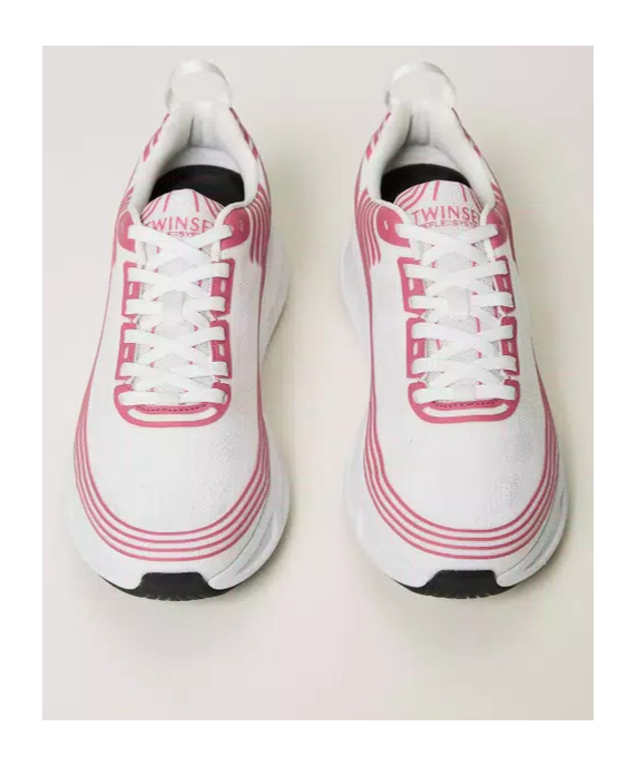 Shop Twinset Logo Striped Fessura Sneakers In White