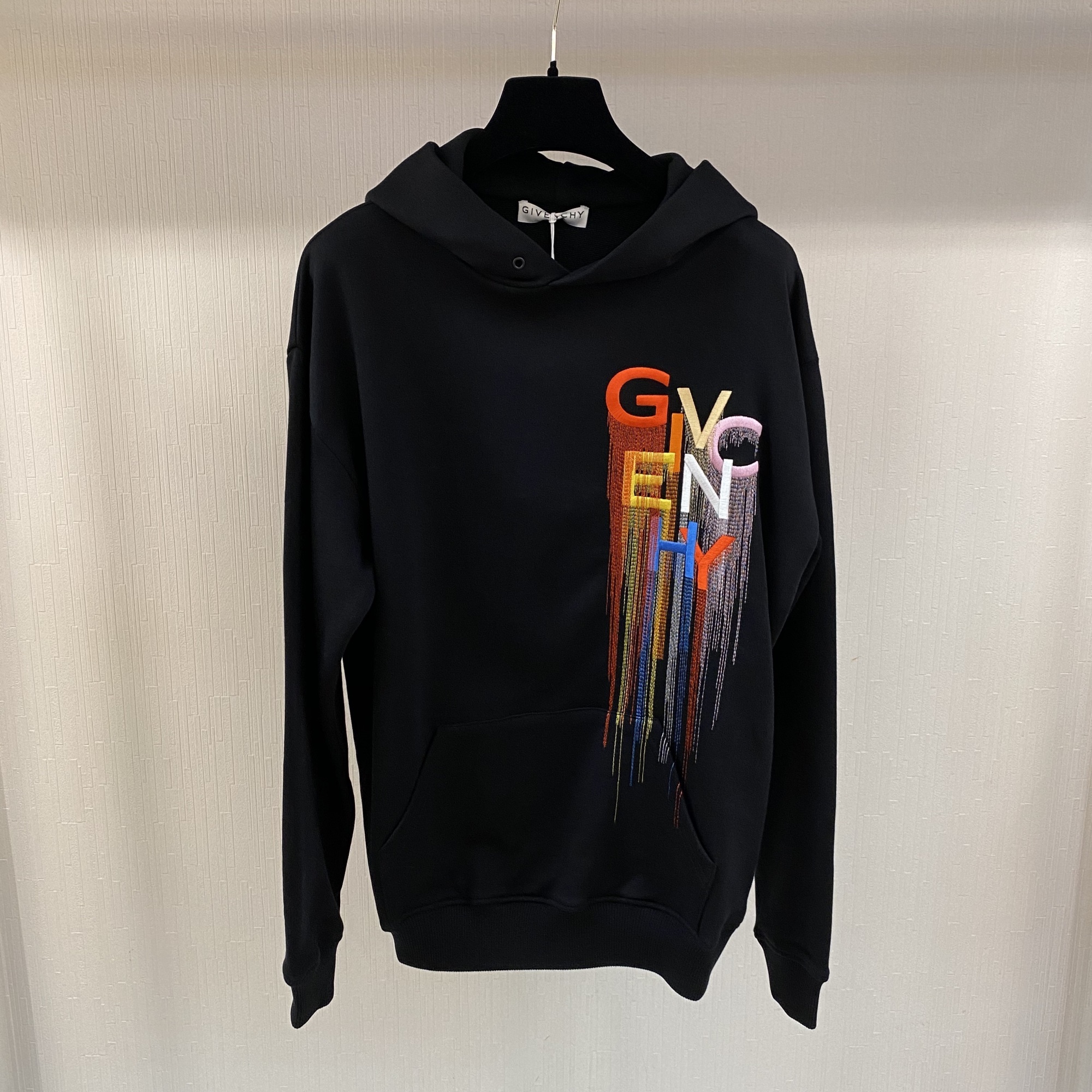 Givenchy Embroidered Logo Hooded Sweatshirt In Black