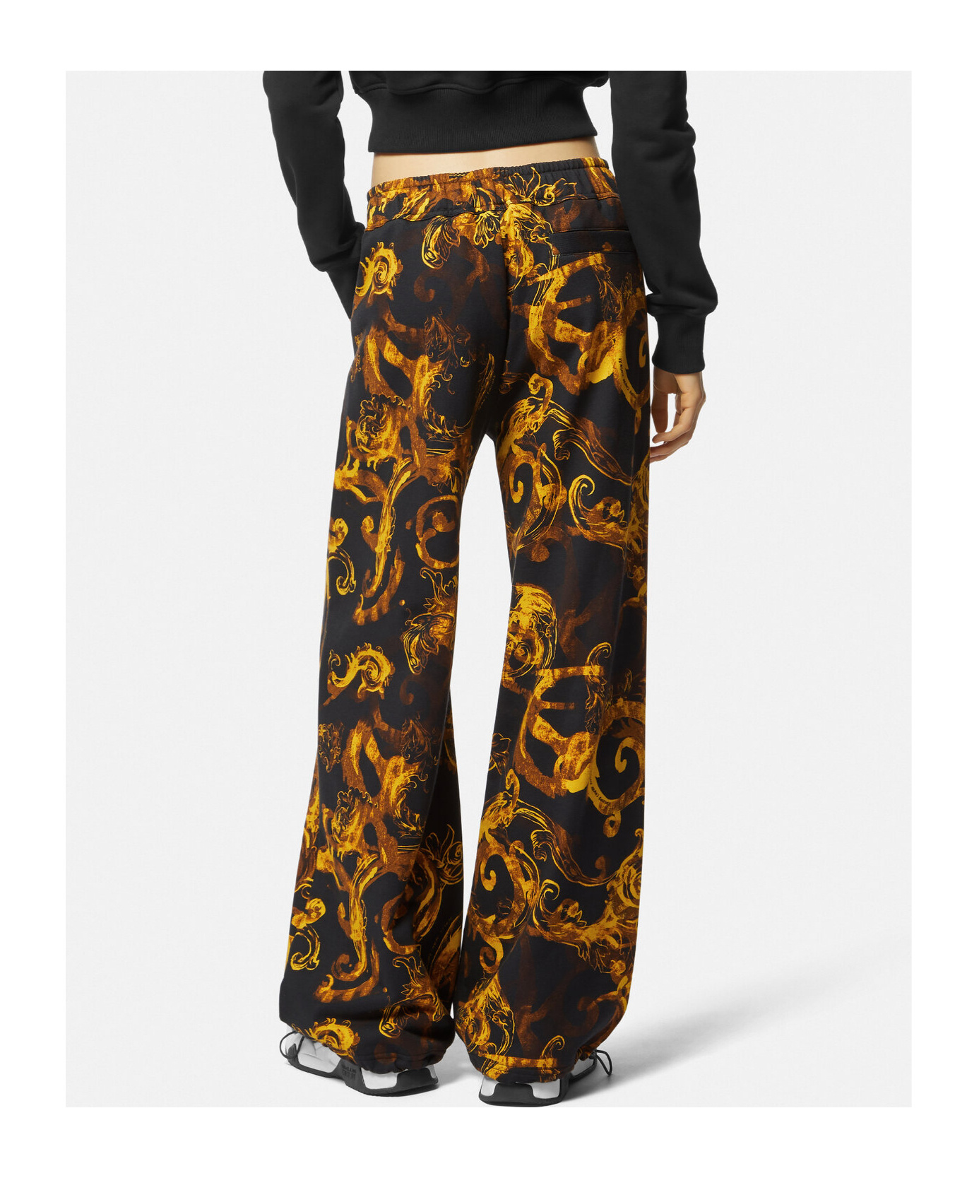 Versace Pattern Printed Casual Pants In Black