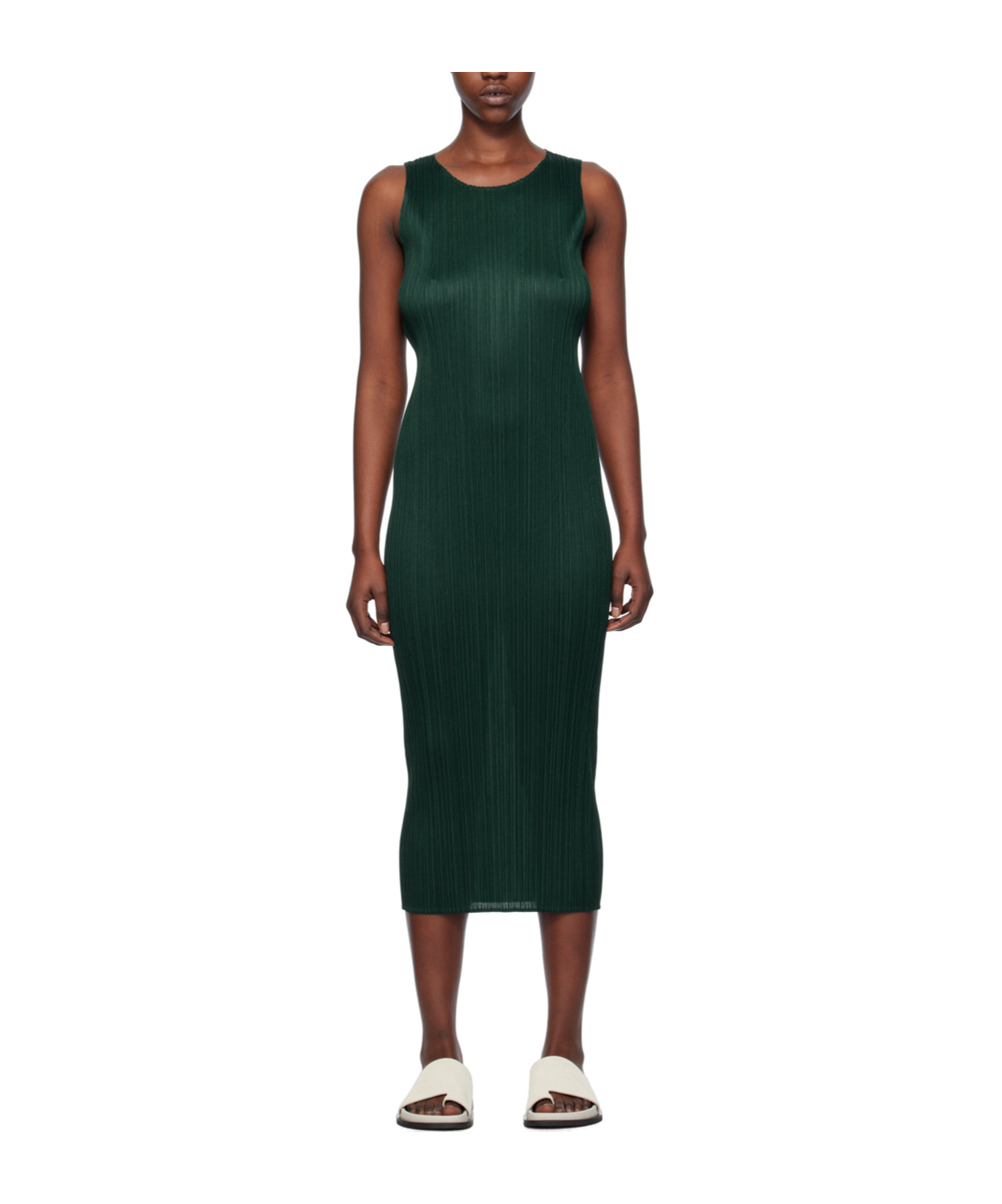 Shop Issey Miyake Basics Dress In Green