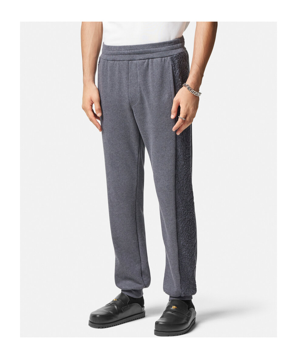 Versace Barocco-motif Tapered Track Pants In Gray