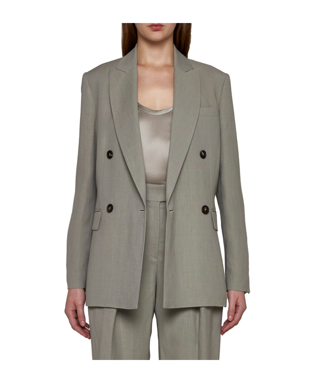 Brunello Cucinelli Double-breasted Panama Wool Jacket In Gray