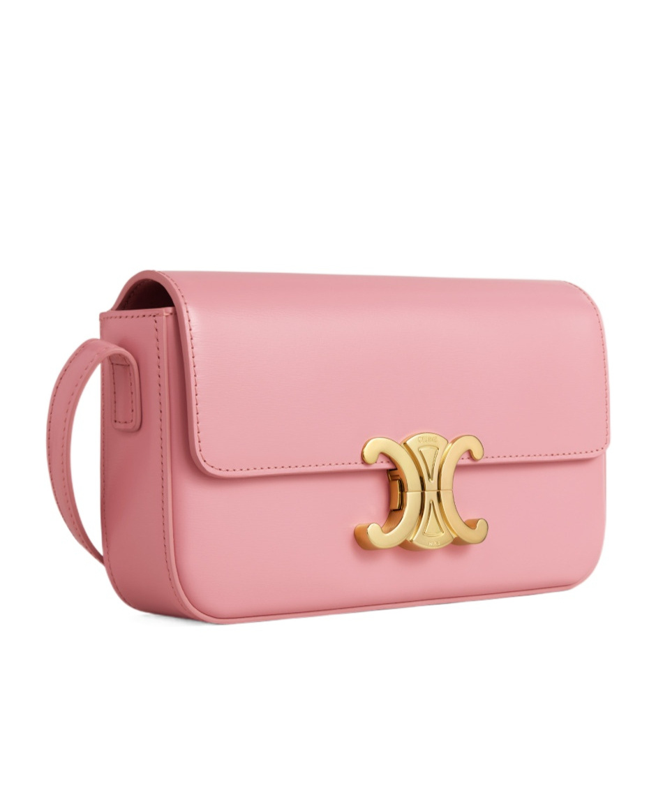 Celine Claude Glossy Shoulder Bag In Pink