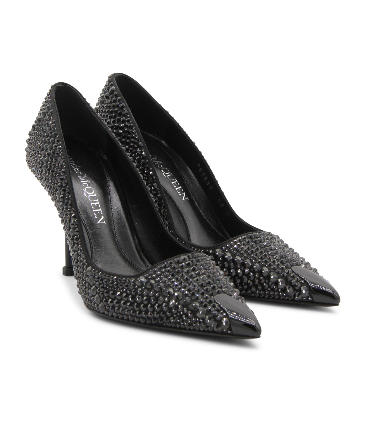 Alexander Mcqueen 90 Sequined Suede Pumps In Black