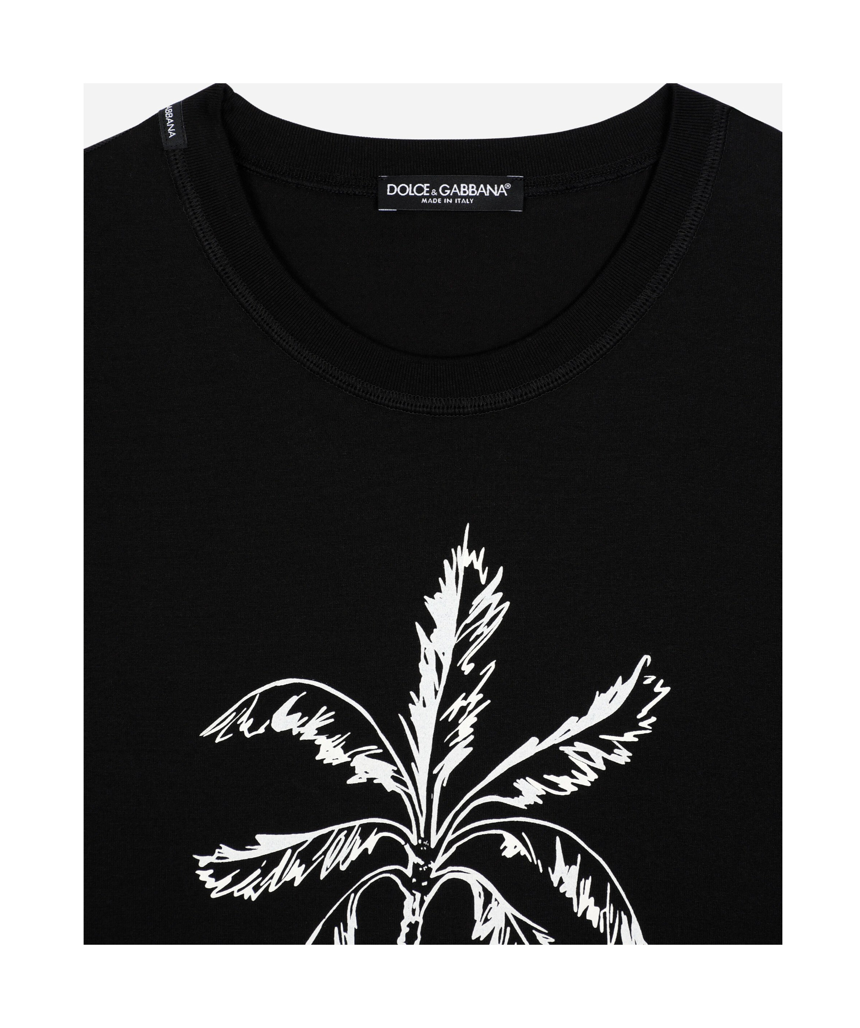 Dolce & Gabbana Short-sleeved Banana-tree-print T-shirt In Black