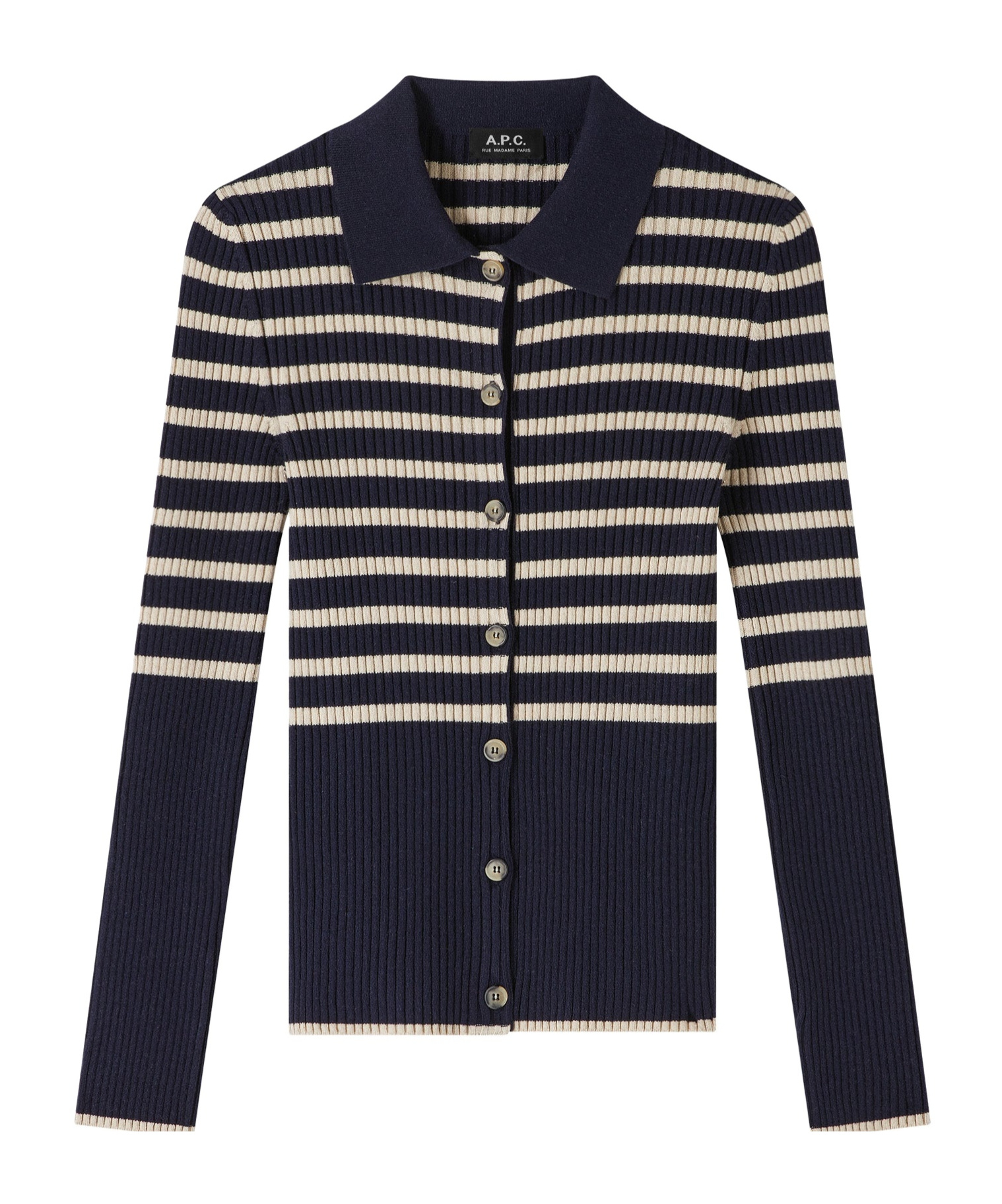 Apc Button-up Striped Cardigan In Black