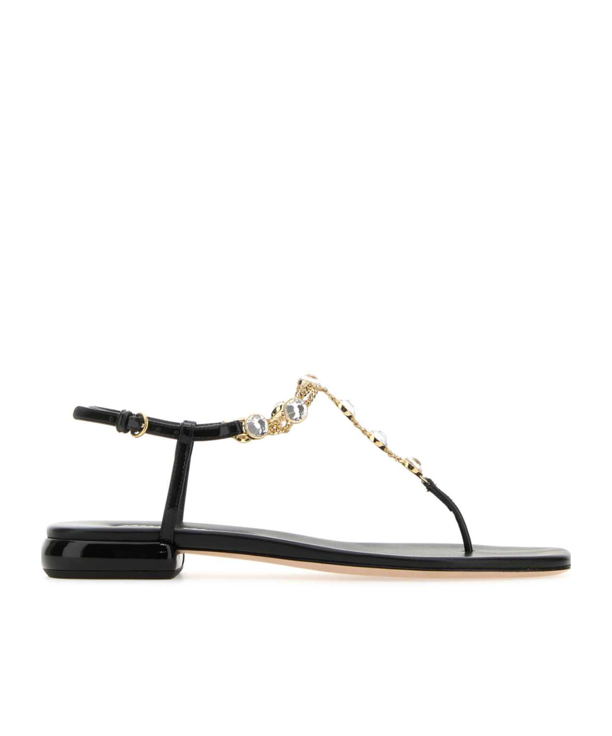 Miu Miu Crystal-embellished Leather Sandals In Black