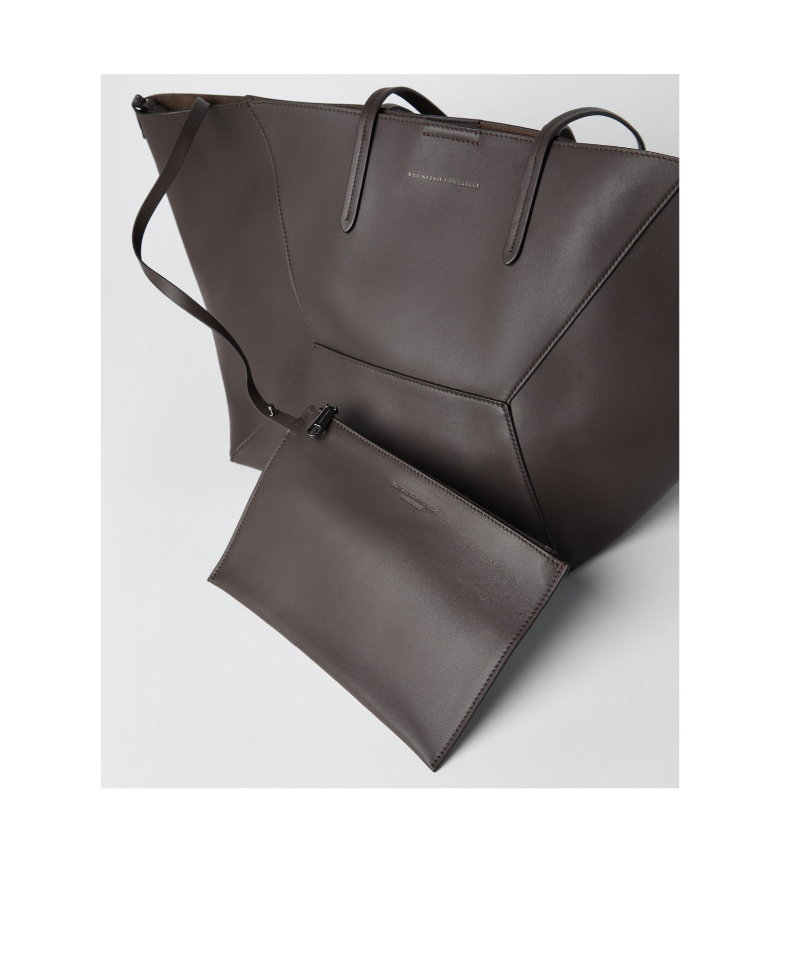 BRUNELLO CUCINELLI LOGO-STAMP LEATHER TOTE BAG 
