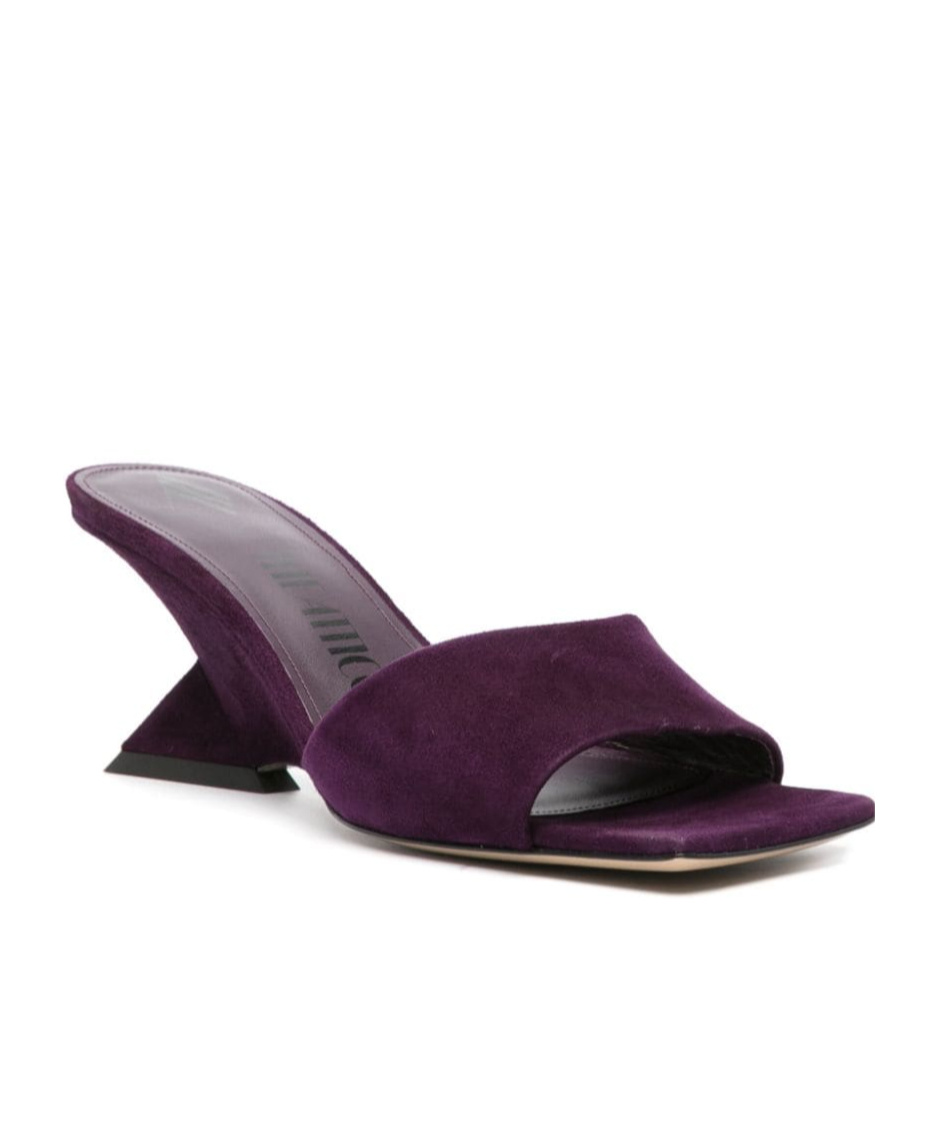 Attico Cheope 70 Suede Wedge Mules In Black