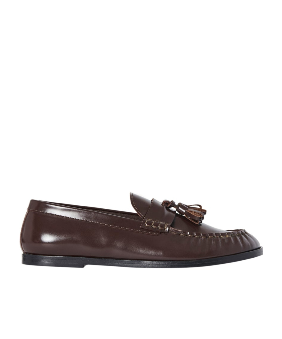 The Row Calfskin Tassel Boyfriend Loafers In Black