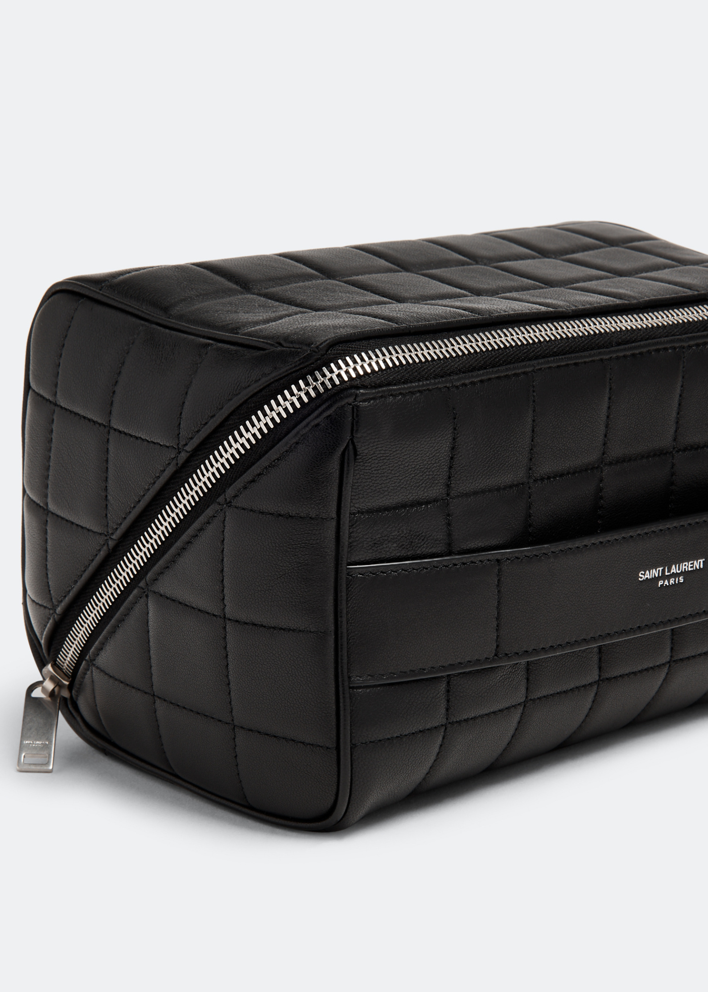 Saint Laurent Cube Trousse Quilted Leather Wash Bag In Black