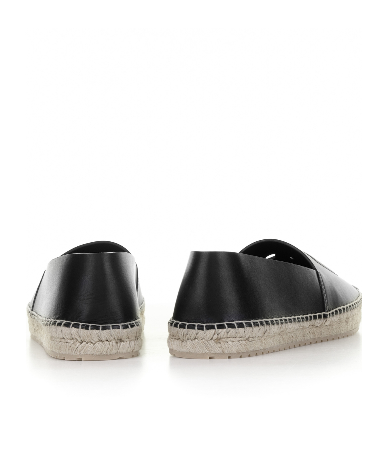 Dolce & Gabbana Logo-embossed Leather Espadrilles In Black