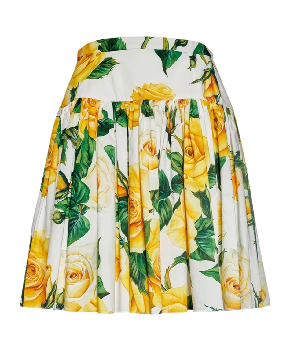 Dolce & Gabbana Rose Print Pleated Mini Skirt