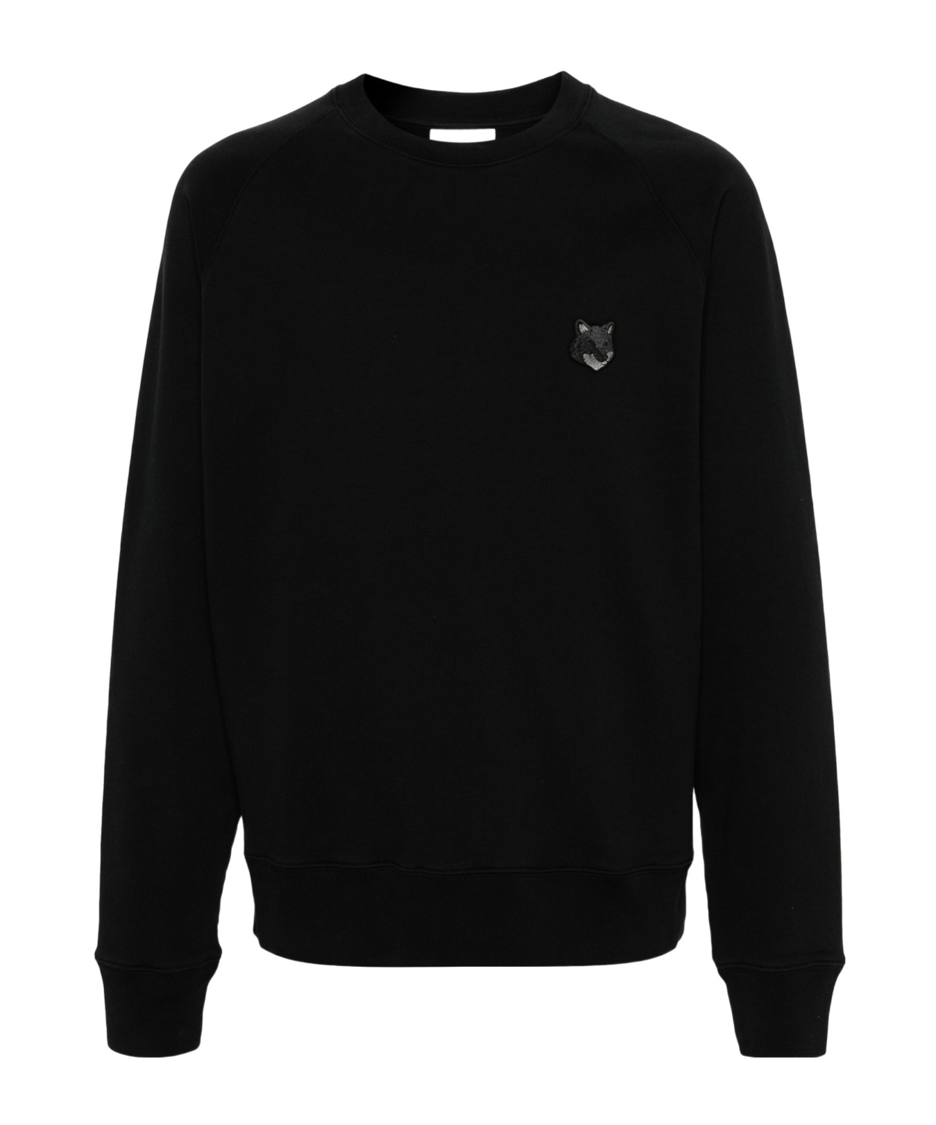 Shop Maison Kitsuné Fox-patch Cotton Sweatshirt In Black