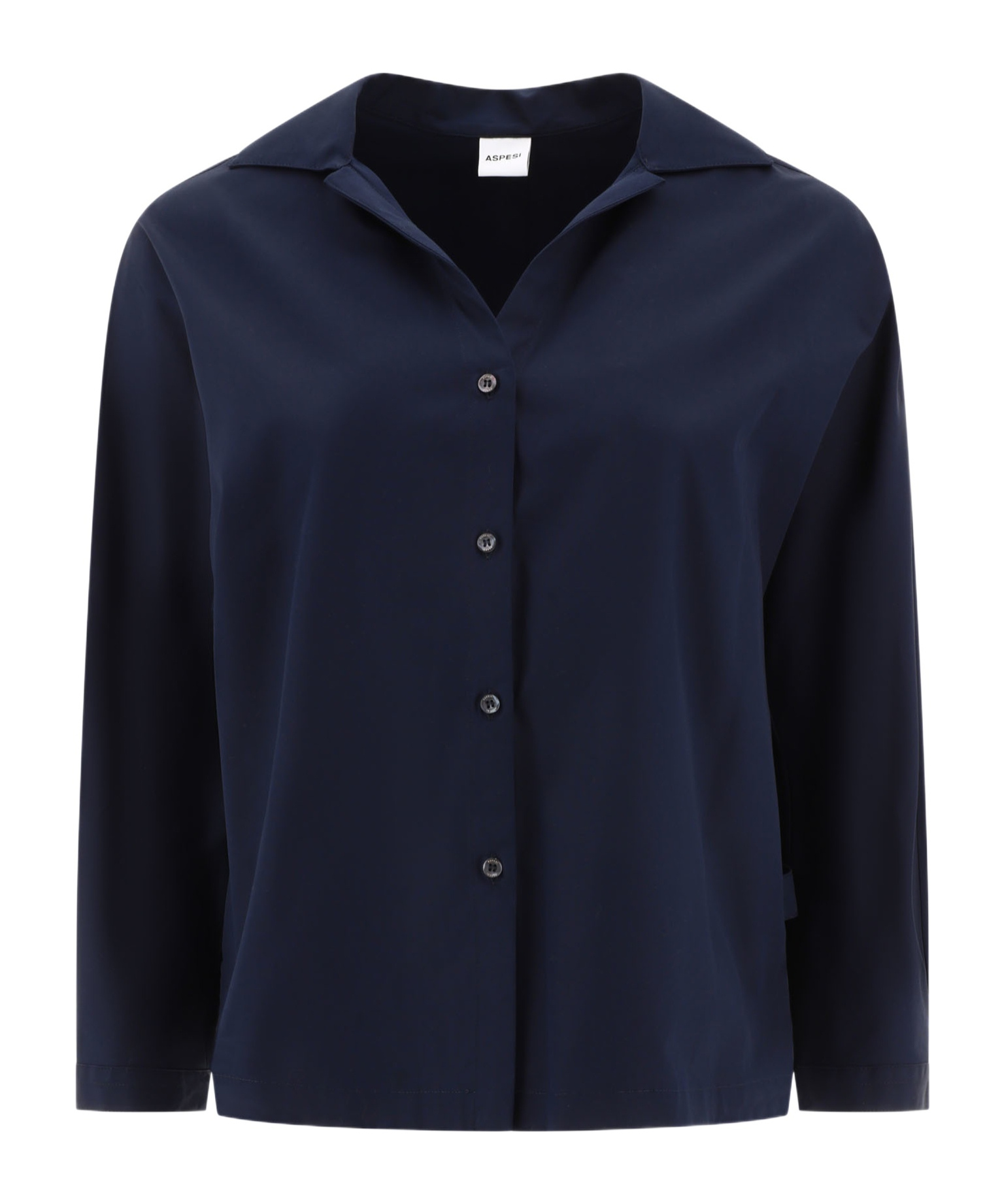 Aspesi Camicia In Cotone Con Collo Francese Shirts Blue In Black