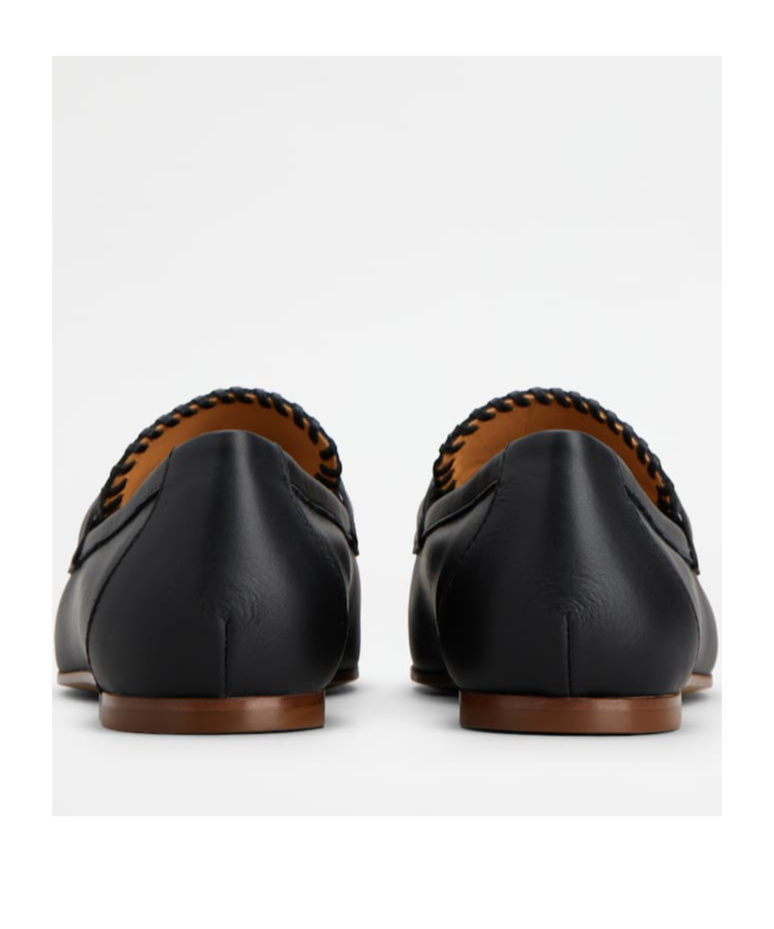 Tod's Chain-link Leather Loafers In Black